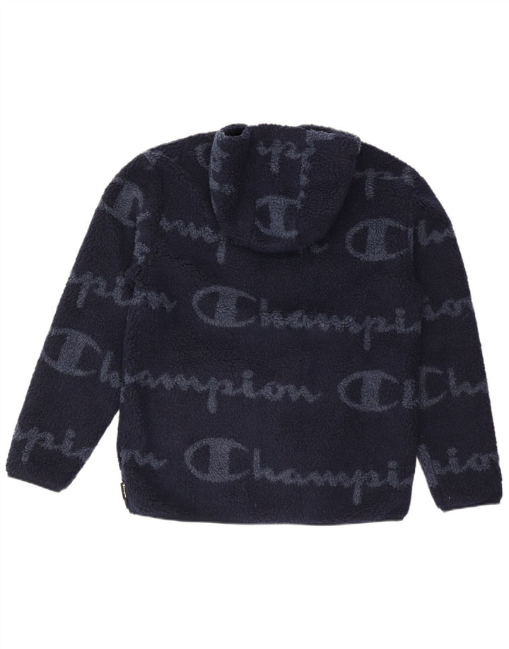 Maglione in pile con cappuccio grafico da uomo Champion medio poliestere blu navy