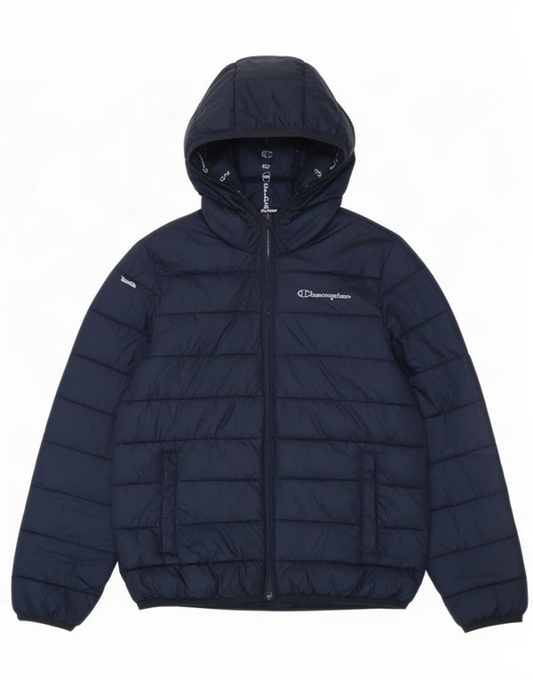 Giacca imbottita con cappuccio grafica Champion da ragazzo 11-12 anni, grande, blu navy
