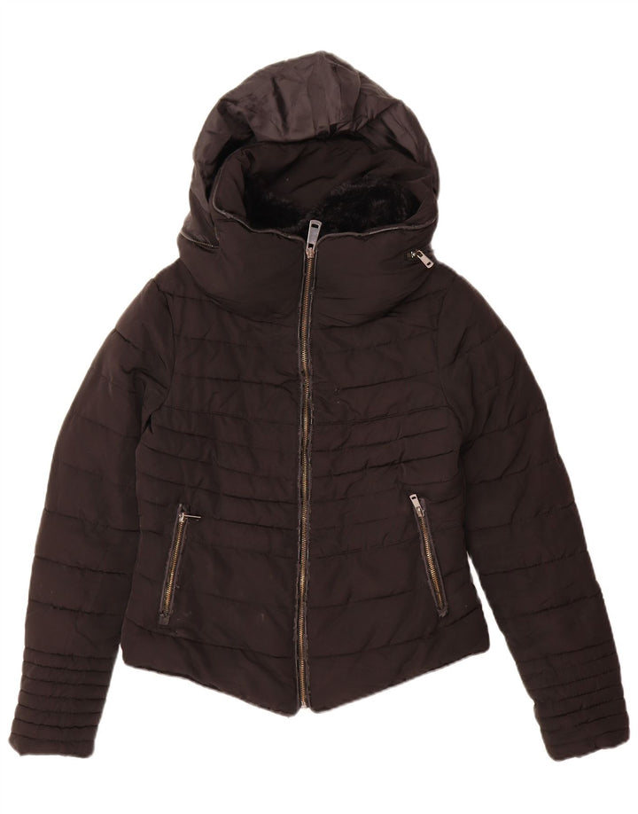Giacca imbottita con cappuccio da donna Zara UK 10 piccola nera