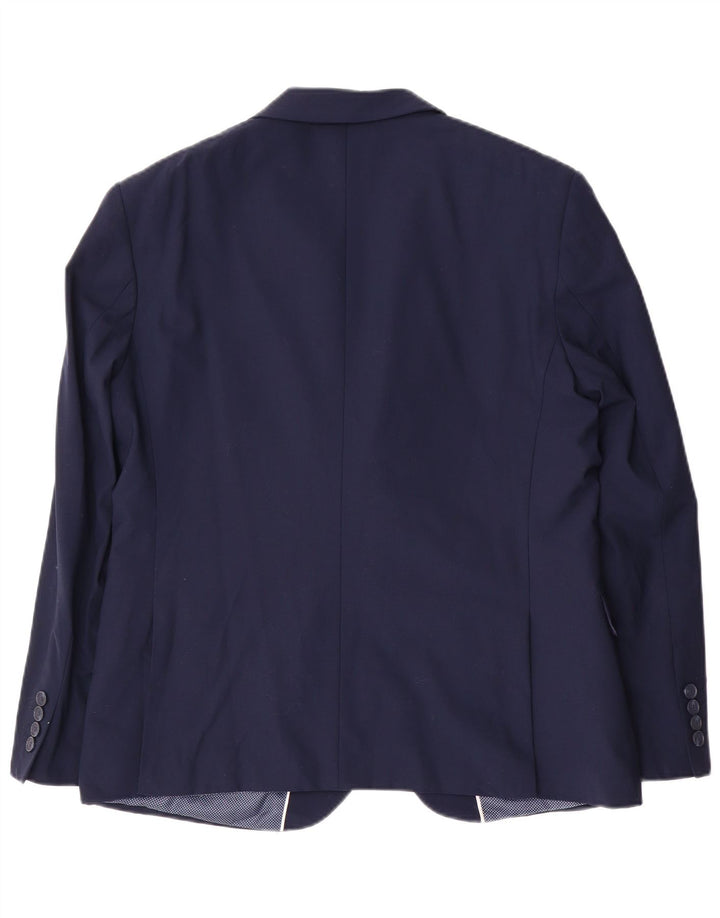 Giacca blazer corta da uomo a 2 bottoni Marks & Spencer UK 42 XL Lana blu navy