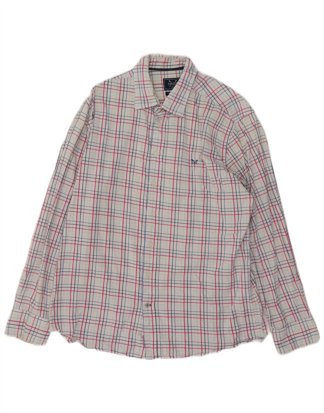 Crew Clothing Camicia da uomo dalla vestibilità classica XL in cotone a quadri bianchi
