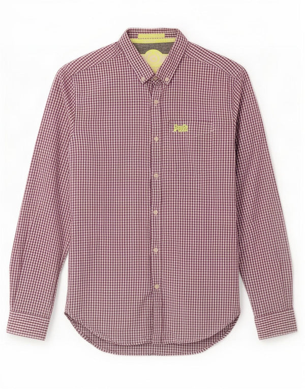 Camicia da uomo Superdry piccola in cotone a quadretti viola