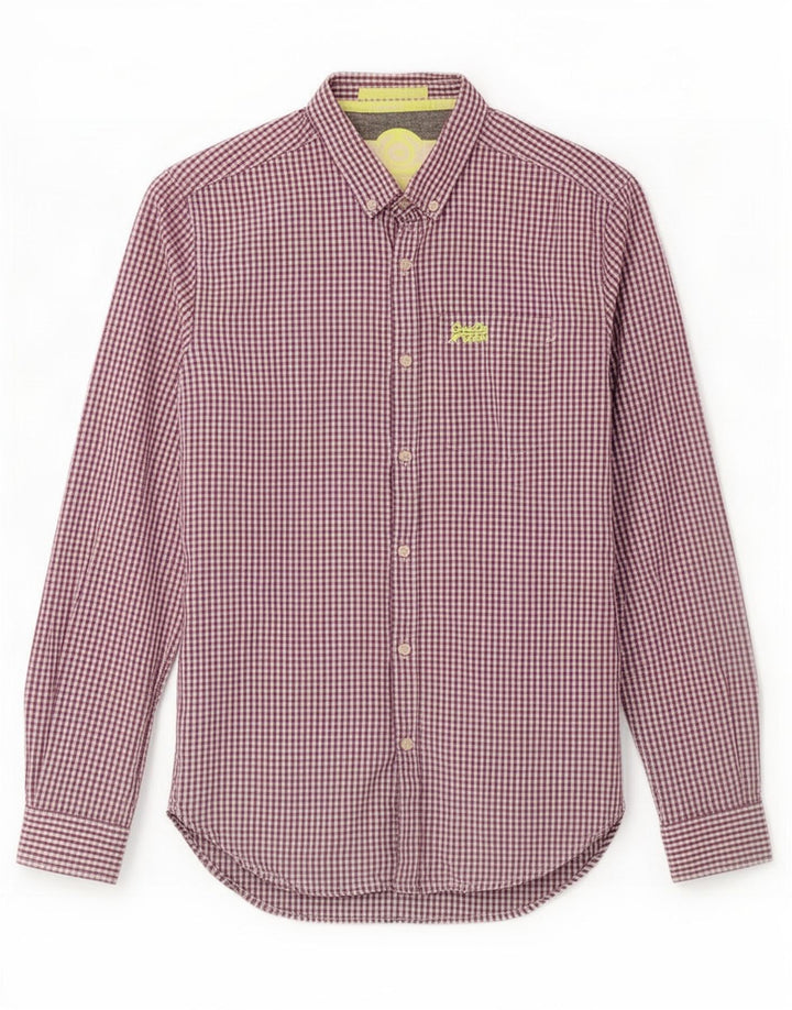 Camicia da uomo Superdry piccola in cotone a quadretti viola