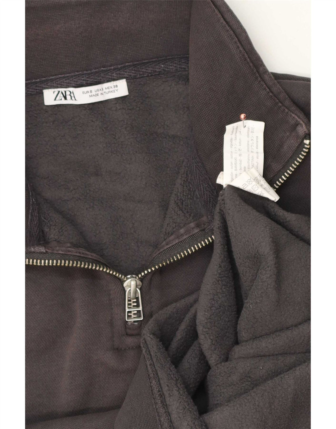 Felpa Zara da uomo con collo con zip, maglione piccolo in cotone grigio