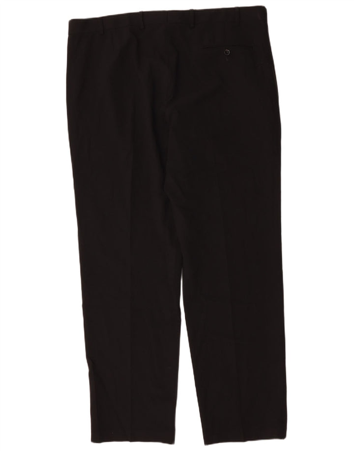 Pantaloni da abito dritti da uomo Marks & Spencer W42 L33 poliestere nero
