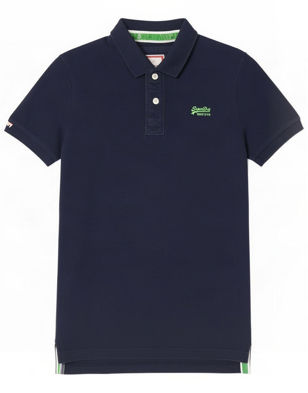 Polo da uomo Superdry in cotone blu navy medio