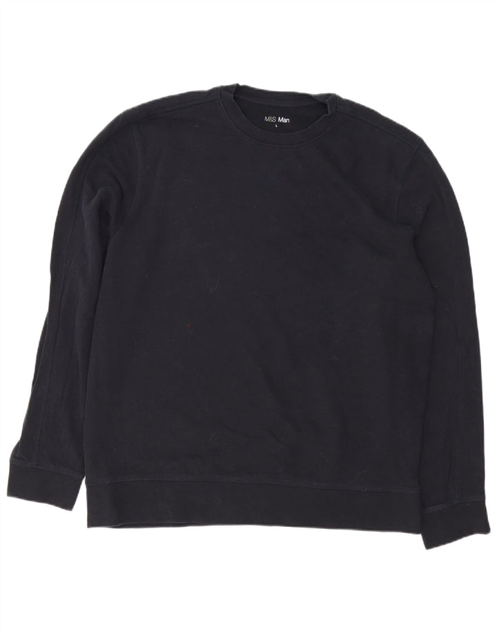 Felpa da uomo Marks & Spencer, grande, in cotone blu navy