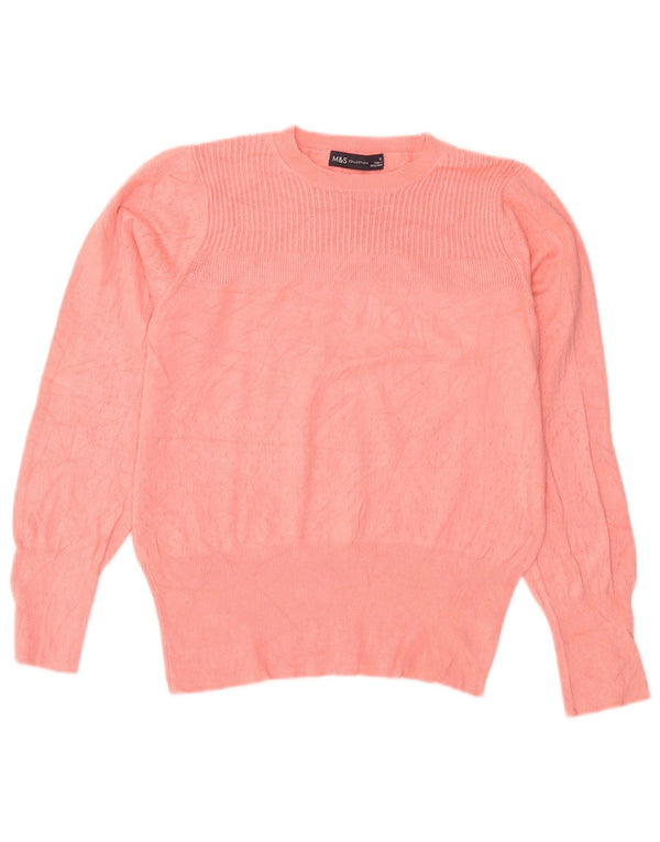 Maglione maglione girocollo da donna Marks & Spencer UK 12 Viscosa rosa medio