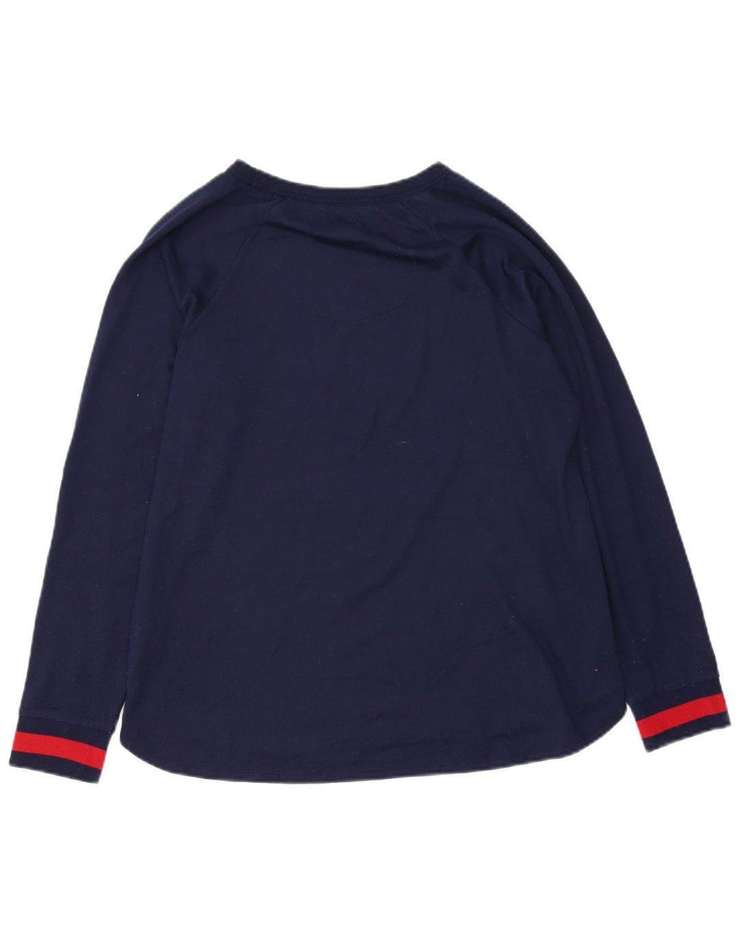 Top grafico da donna DKNY manica lunga UK 14 poliestere blu navy medio