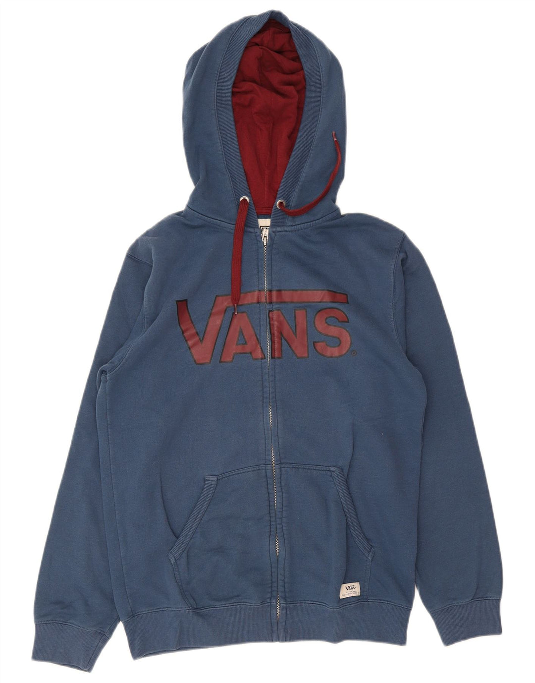Felpa con cappuccio e zip grafica da uomo di Vans in cotone blu medio