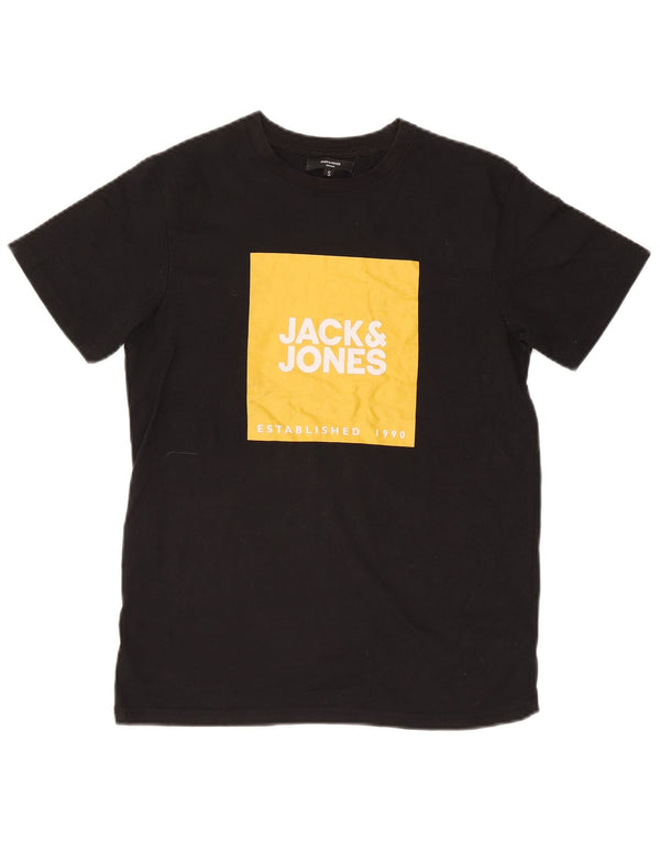 T-shirt grafica da uomo Jack & Jones Top piccola in cotone nero
