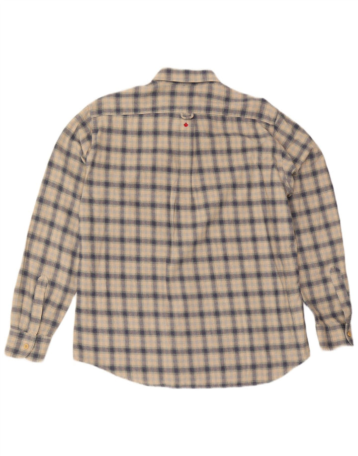 Canadiens Camicia da uomo in flanella a quadri beige grande