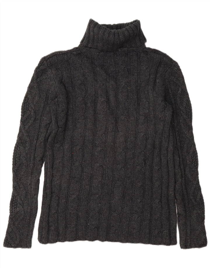 Maglione maglione da donna a collo alto Eddie Bauer UK 16 grande lana grigia