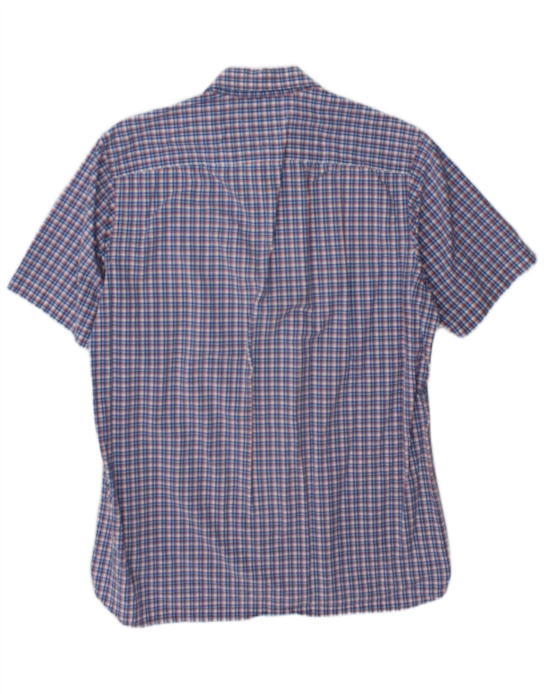 Camicia da uomo a maniche corte personalizzata Tommy Hilfiger, cotone a quadri blu di grandi dimensioni