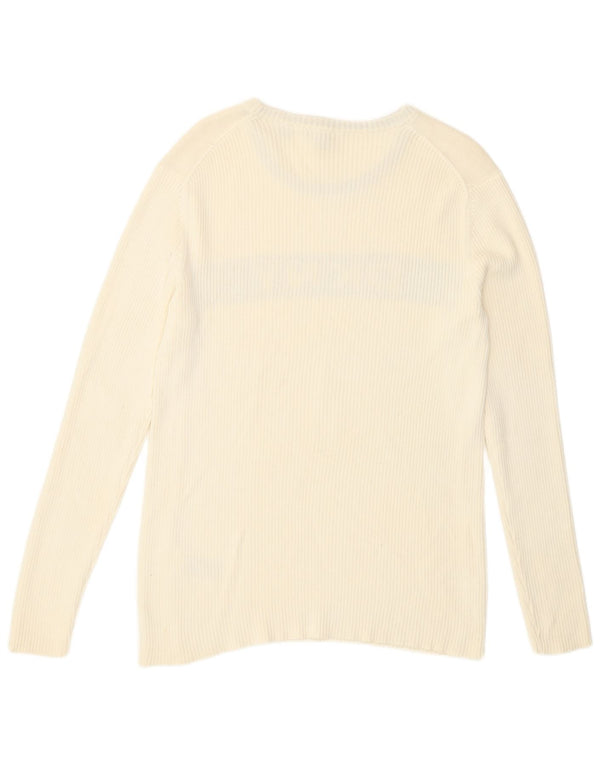 Dkny Maglione da uomo con scollo a barca con grafica, cotone color block bianco medio