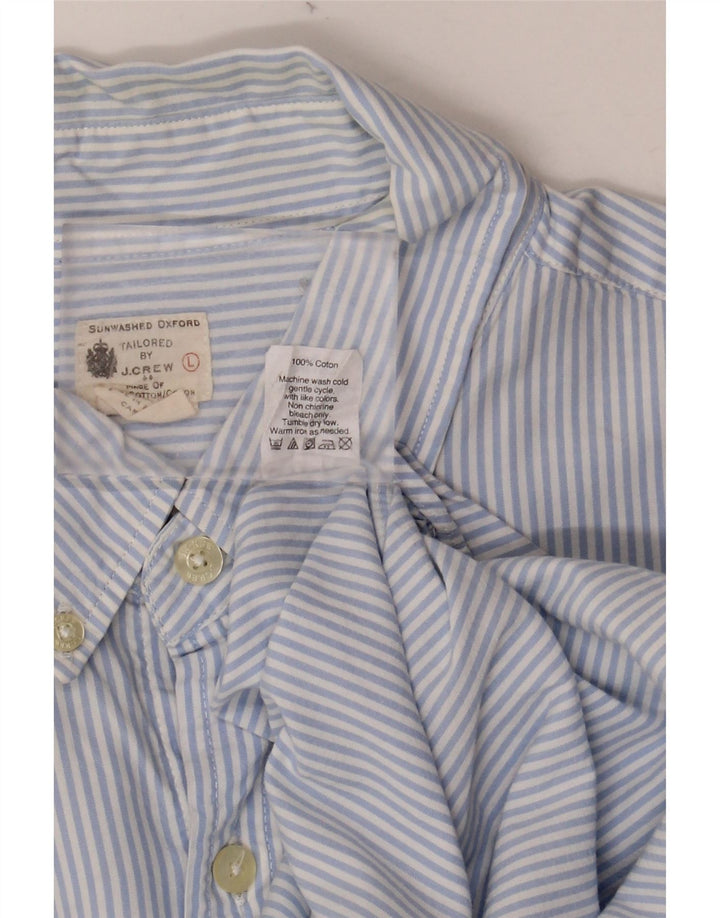 J. CREW Camicia Sartoriale da Uomo Grande Cotone Gessato Blu