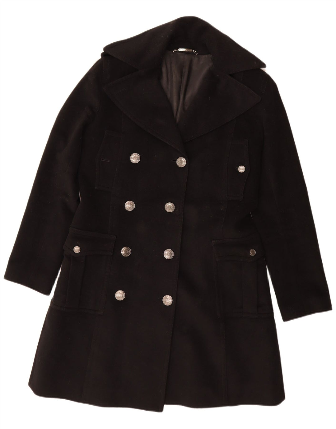 Cappotto Doppiopetto Donna Dolce & Gabbana IT 46 Large Nero Lana Vergine