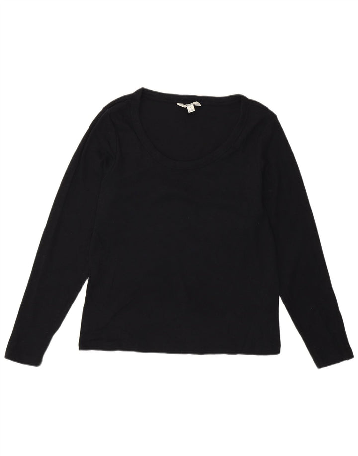 Top manica lunga da donna Marks & Spencer UK 20 2XL cotone nero