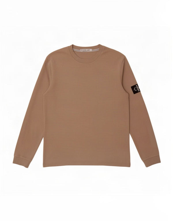 Calvin Klein Jeans Top da uomo a maniche lunghe 2XL in cotone beige