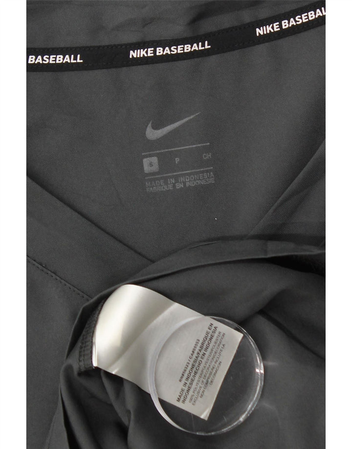 Maglia da baseball da uomo Nike a maniche lunghe piccola in poliestere grigio