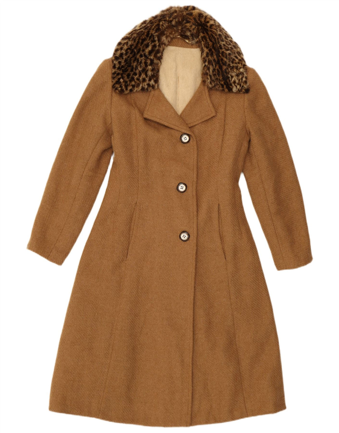 Soprabito vintage da donna UK 10 piccolo marrone