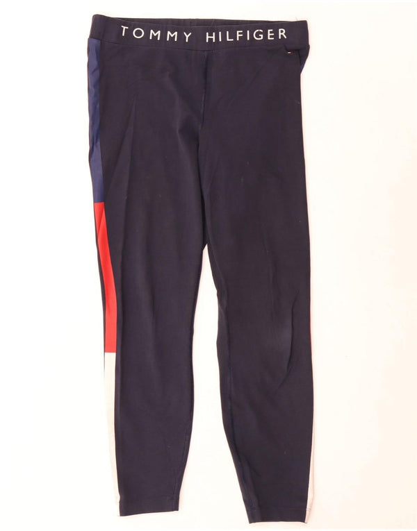 Leggings grafici da donna Tommy Hilfiger UK 14 Large Blu Navy Colourblock