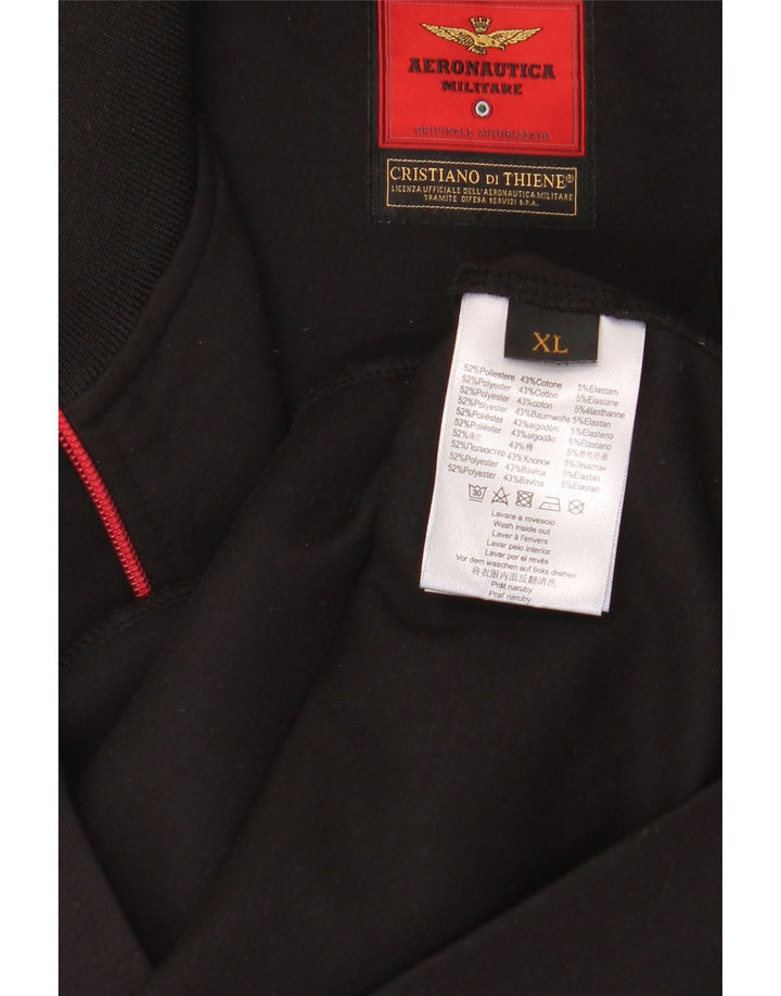 AERONAUTICA MILITARE Giacca da tuta grafica da uomo XL Poliestere nero