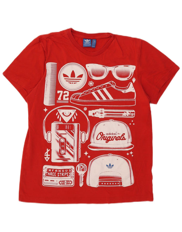 T-shirt grafica da uomo Adidas Top in cotone rosso medio