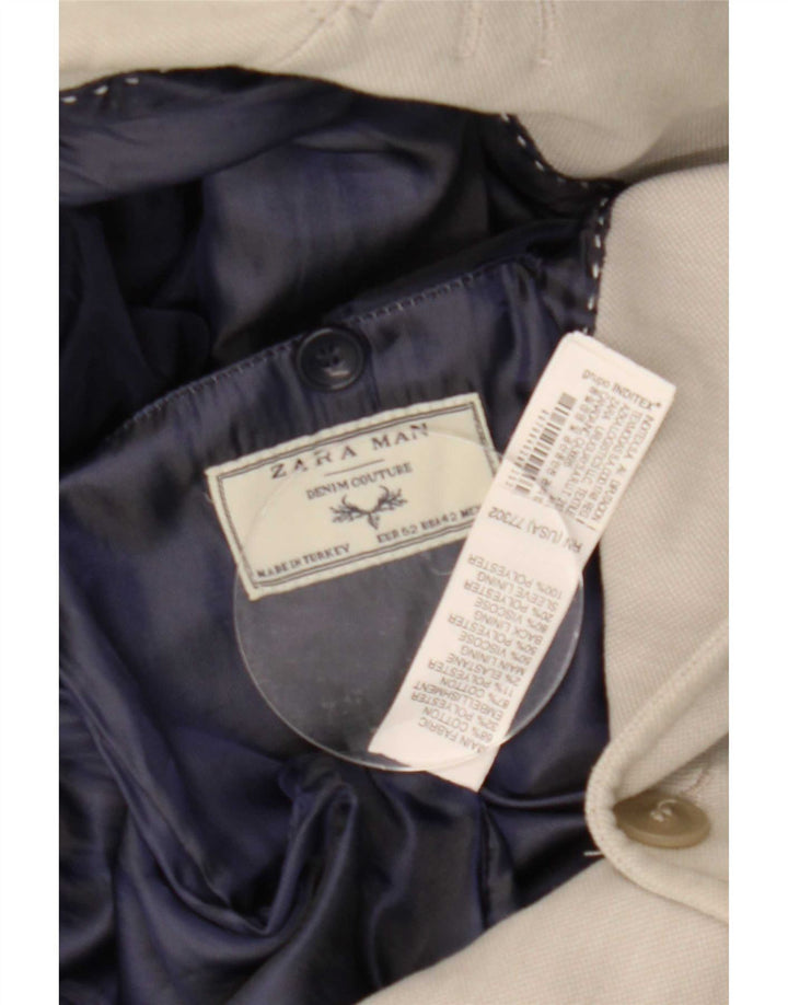 Giacca blazer da uomo a 2 bottoni Zara EU 52 grande cotone grigio