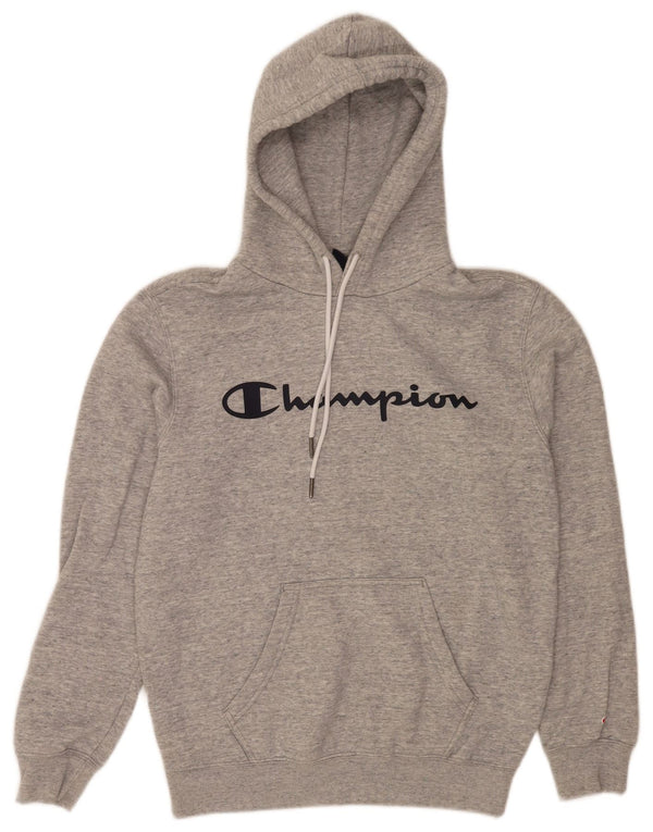Maglione con cappuccio grafico da uomo Champion piccolo cotone chiazzato grigio