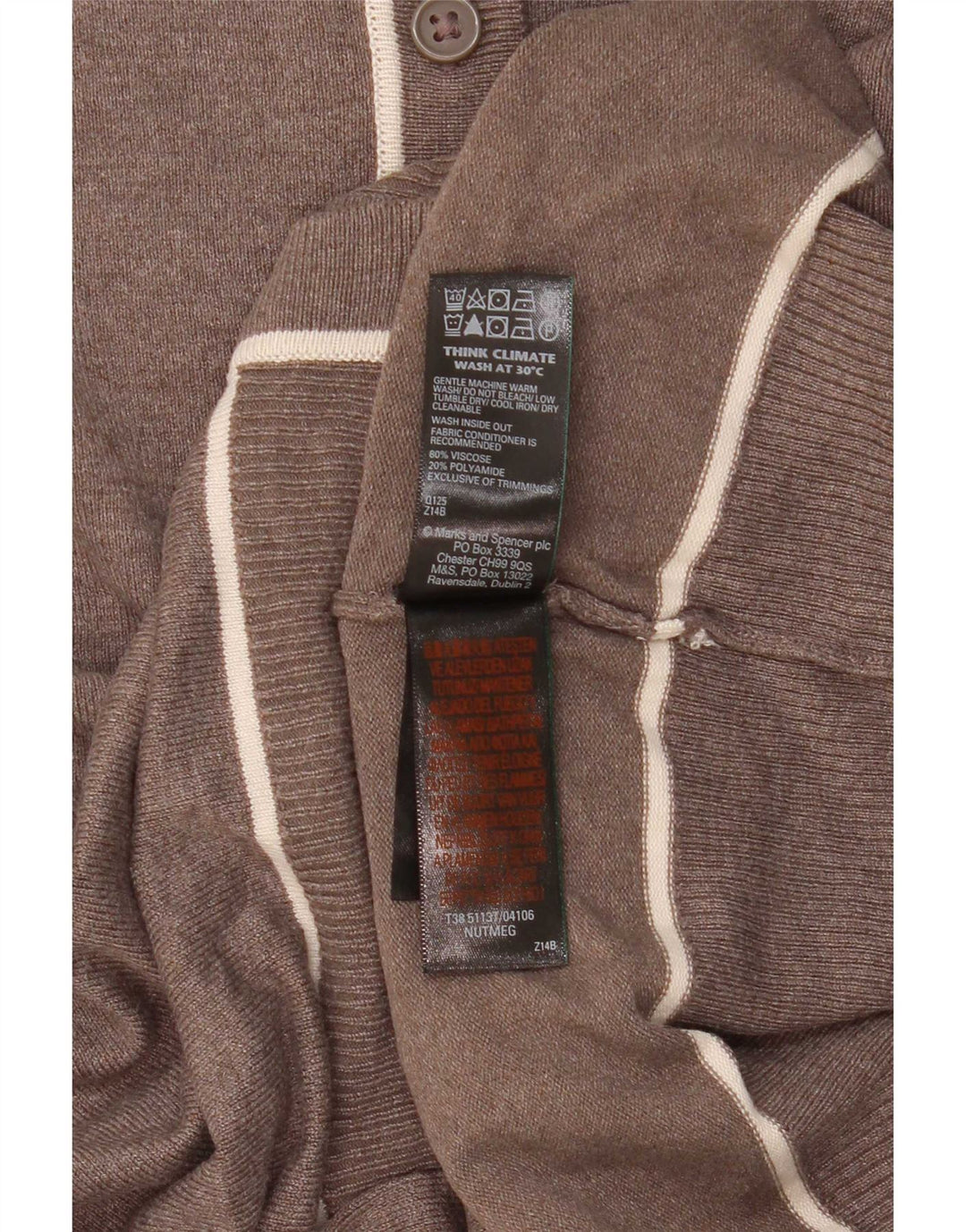 Maglione cardigan da donna Marks & Spencer UK 10 piccolo viscosa marrone