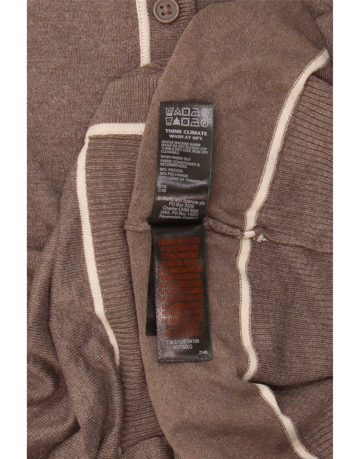Maglione cardigan da donna Marks & Spencer UK 10 piccolo viscosa marrone
