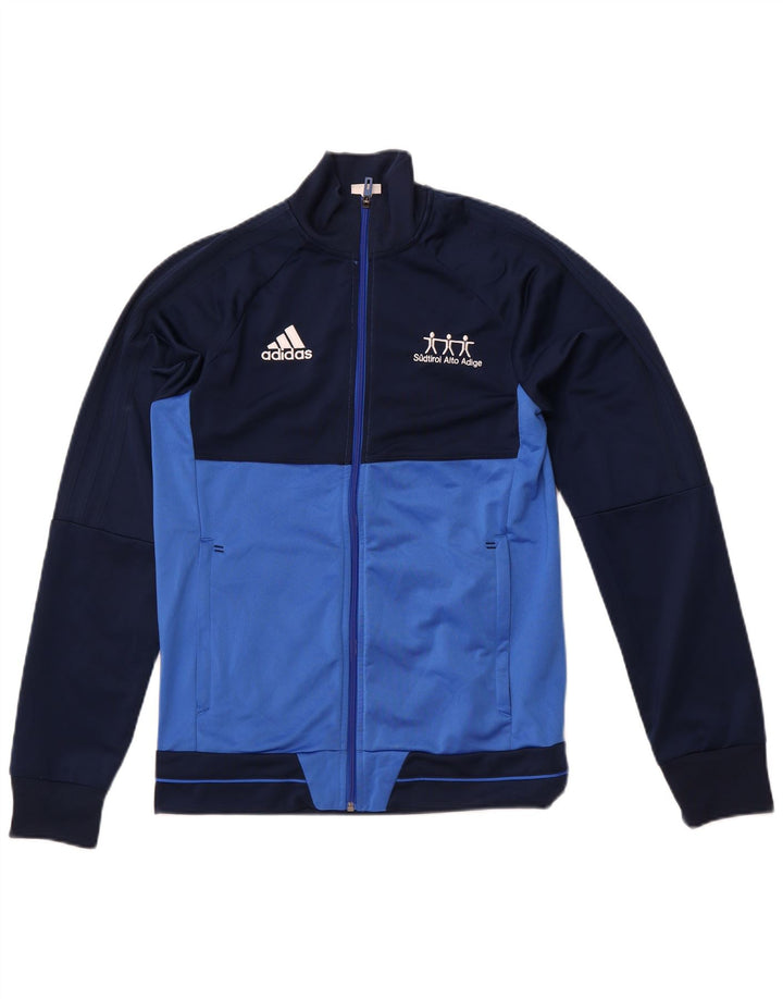 Giacca da ginnastica da uomo ADIDAS piccola in poliestere color block blu navy