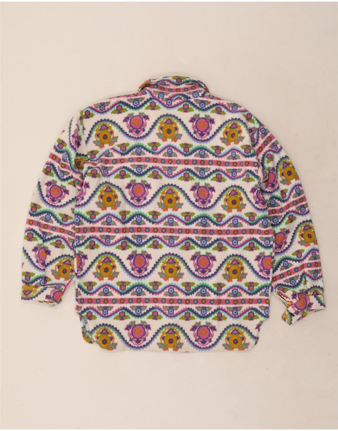 Camicia vintage in pile da uomo piccola geometrica multicolore