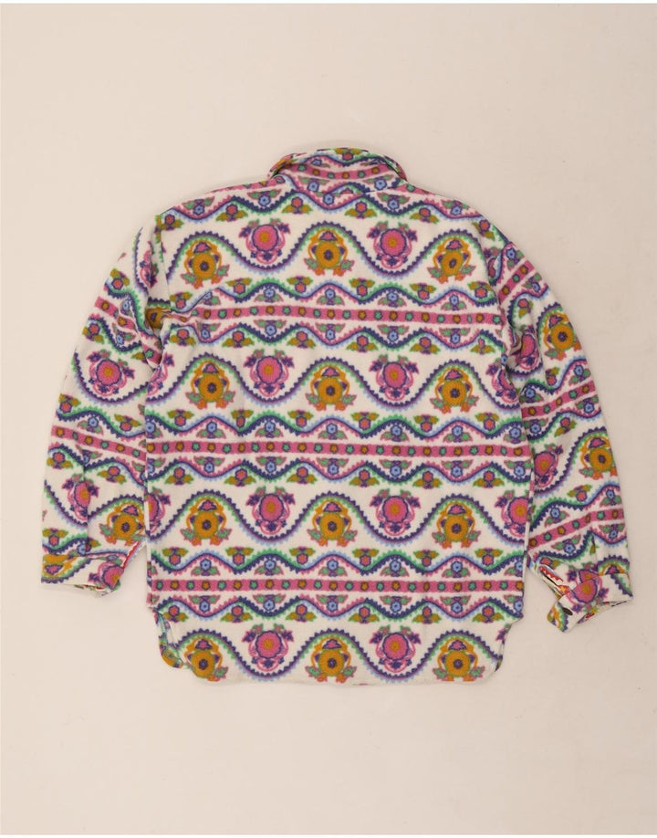 Camicia vintage in pile da uomo piccola geometrica multicolore