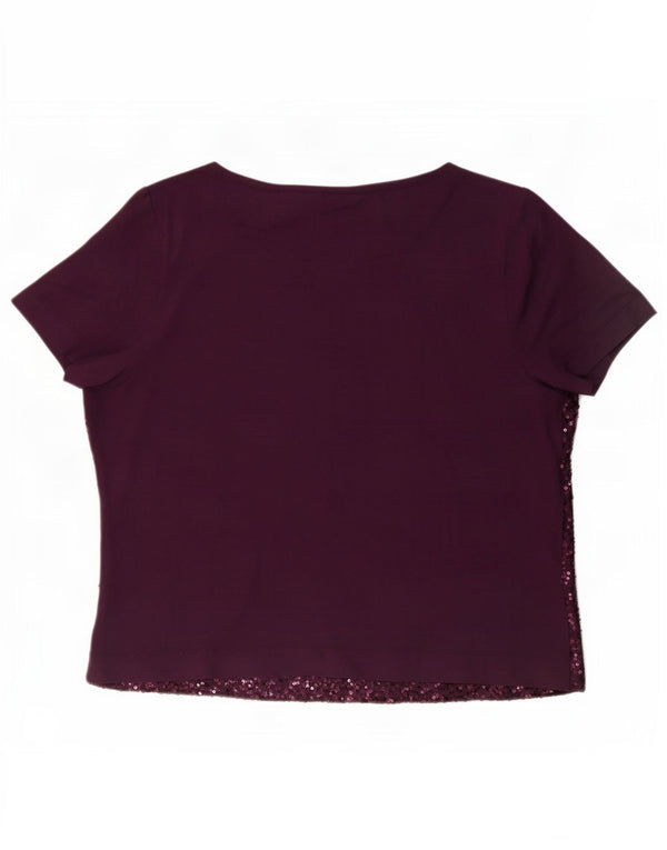 Marks & Spencer Womens Sequin Blouse Top UK 14 Large Burgundy