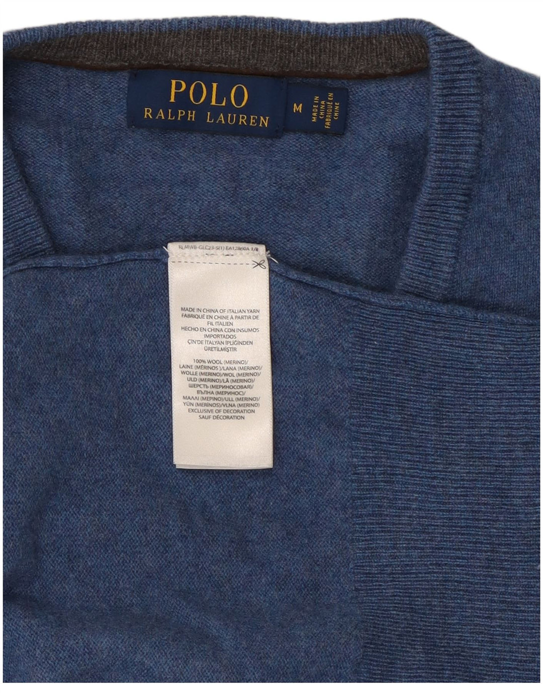Polo Ralph Lauren Maglione da uomo con scollo a V in lana blu medio