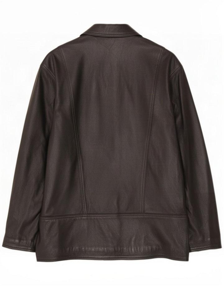 Giacca blazer vintage da donna in pelle a 1 bottone IT 40 piccola Nera