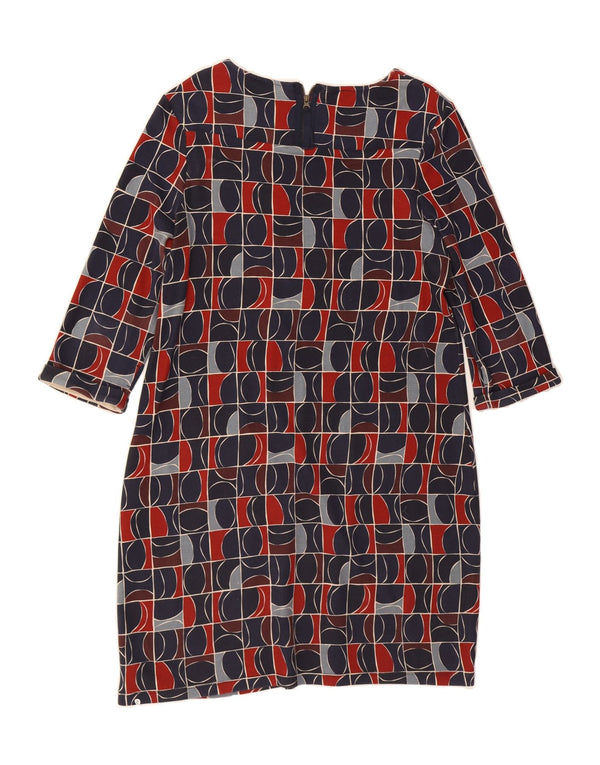 SEASALT Womens 3/4 Sleeve Sheath Dress UK 16 Large Navy Blue Geometric