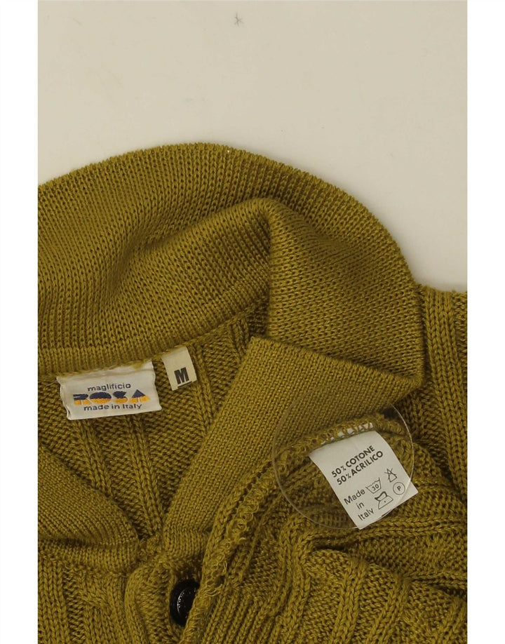 Maglione vintage da uomo con collo alto in cotone verde medio