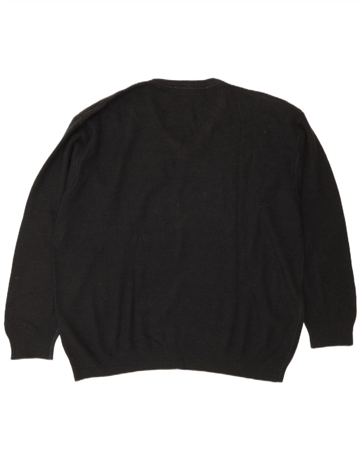 Maglione maglione da uomo con scollo a V Lacoste taglia 6 XL lana nera