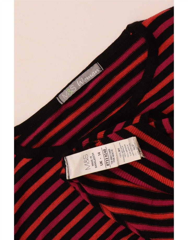 Maglione maglione con scollo a barca da donna Marks & Spencer UK 14 a righe rosa medio