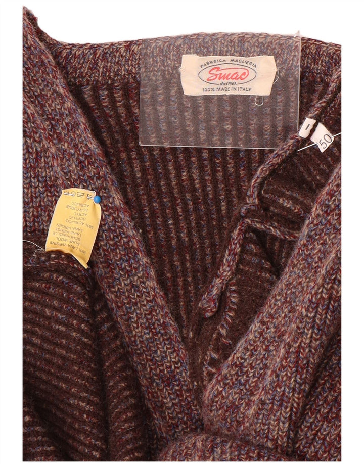 Maglione cardigan da uomo vintage IT 50 lana viola medio