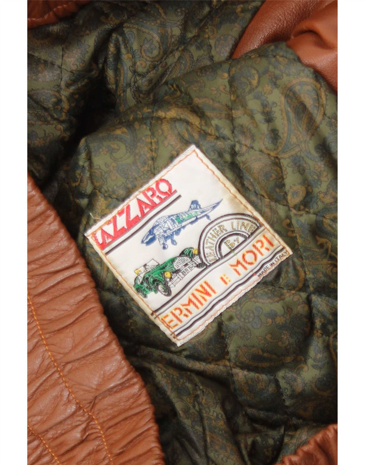 Giacca in pelle vintage da donna UK 14 grande marrone