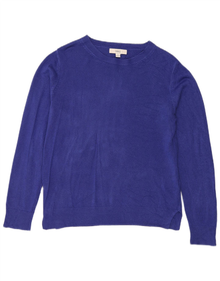 Maglione maglione con scollo a barca da donna Marks & Spencer UK 14 Acrilico blu medio