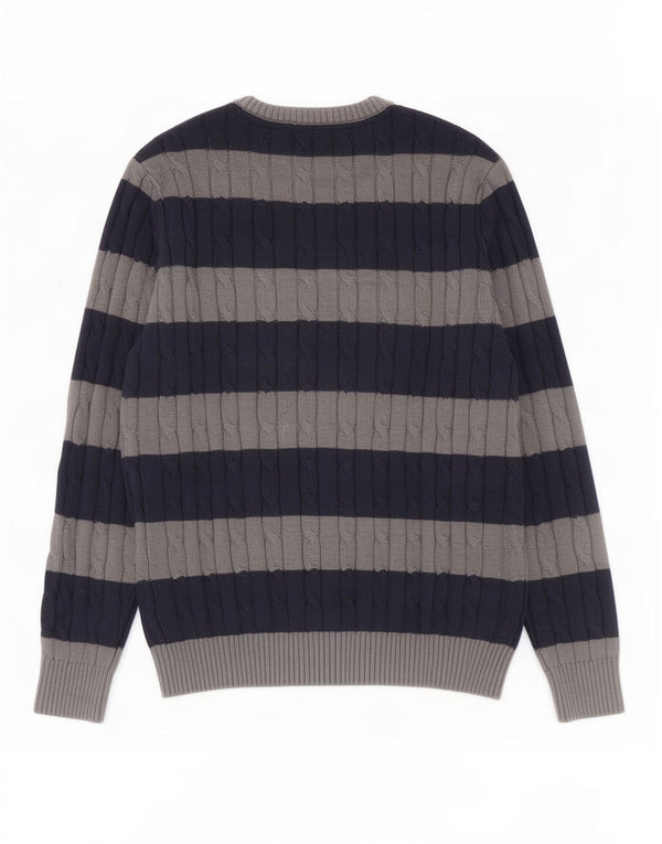 Crew Clothing Maglione maglione girocollo da uomo XL in cotone a righe blu navy