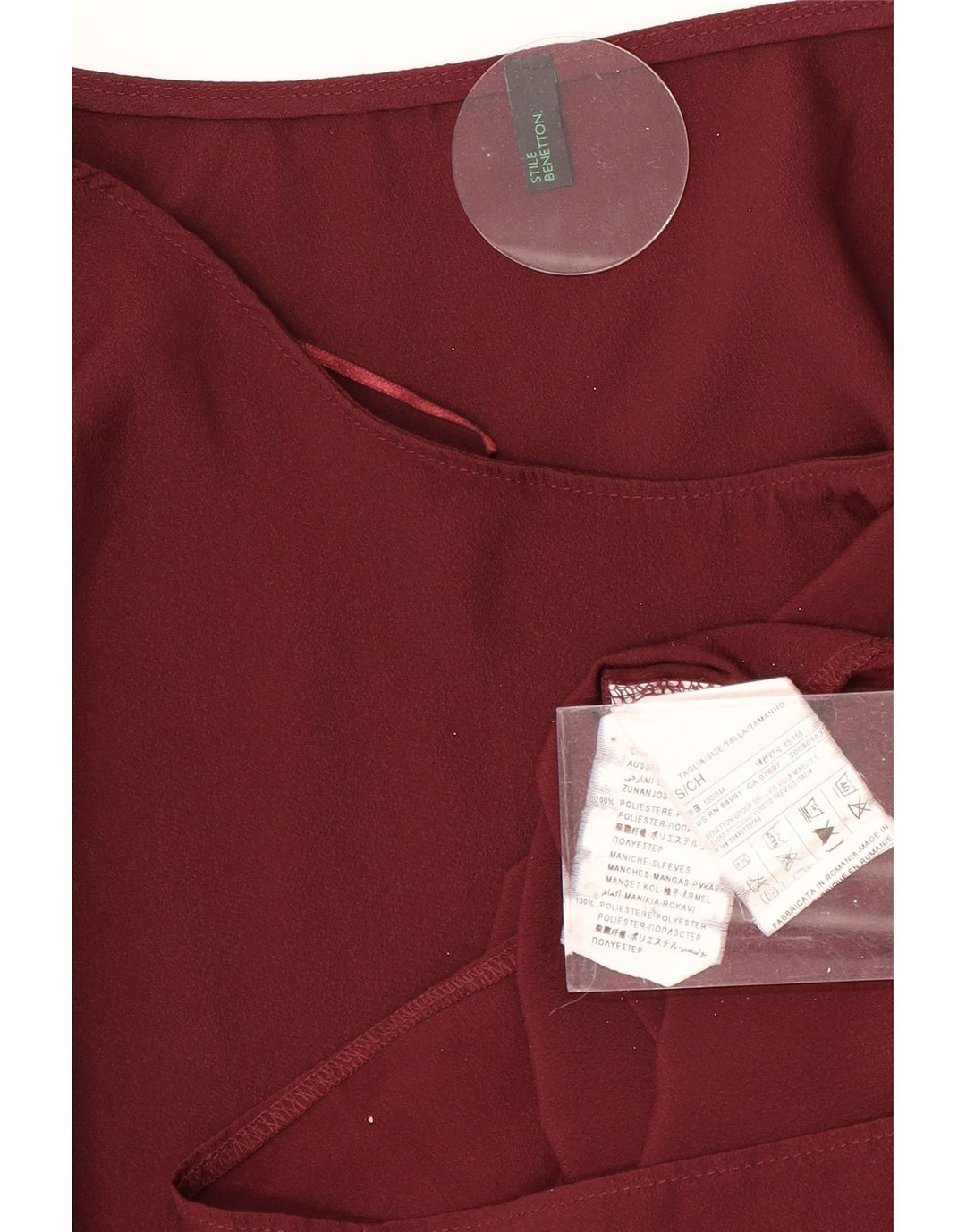Abito a trapezio oversize da donna Benetton UK 10 piccolo poliestere bordeaux