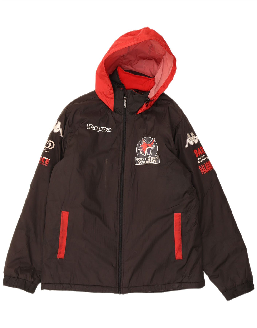 Giacca a vento con cappuccio grafico da uomo Kappa UK 40 grande poliestere nero