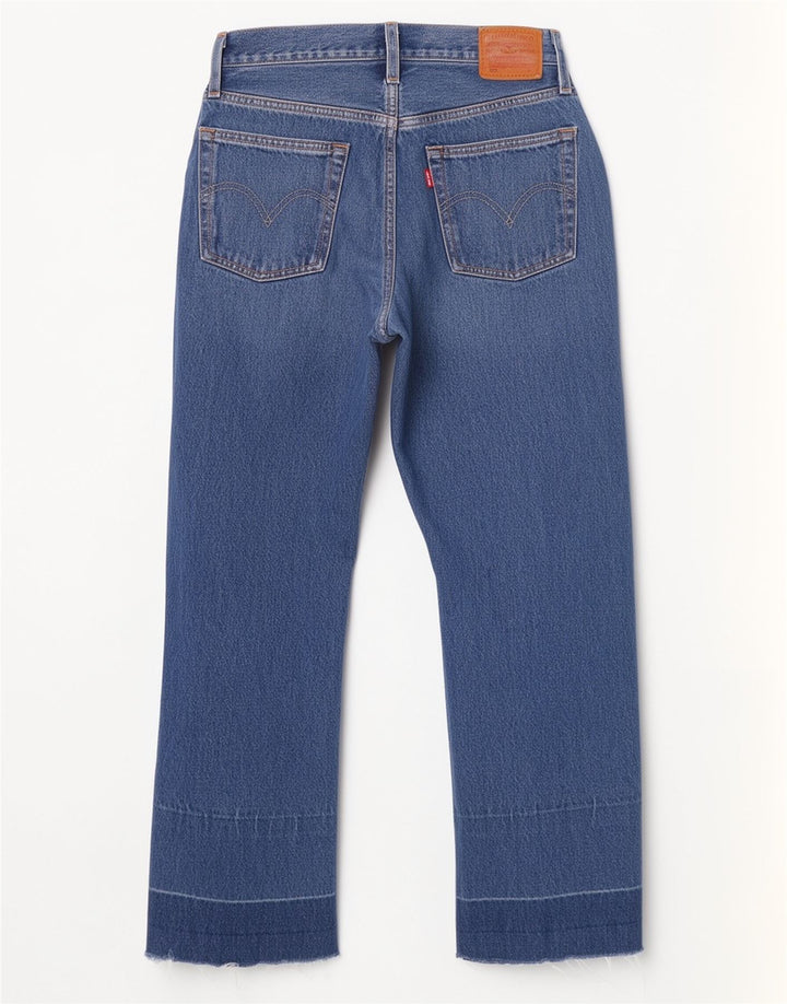 Jeans dritti invecchiati 501 da donna Levi's W25 L26 cotone blu navy