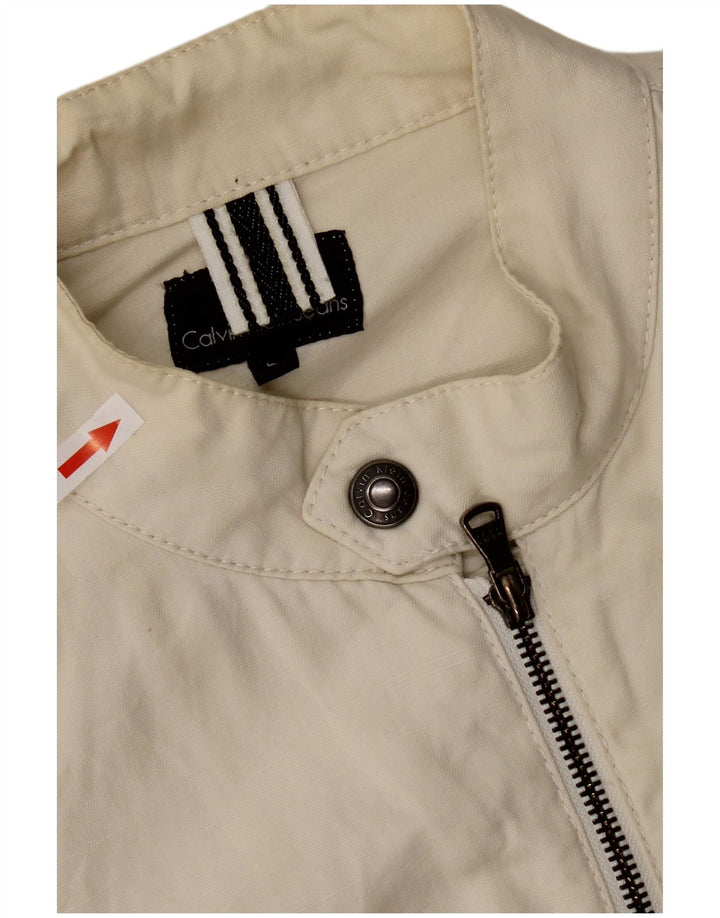 Giacca utility da donna Calvin Klein Jeans UK 16 grande cotone bianco sporco
